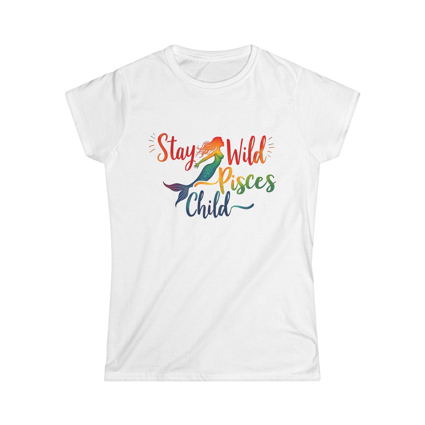 Stay Wild Pisces Child Women’s Softstyle Tee – Empowering Mermaid Zodiac Shirt