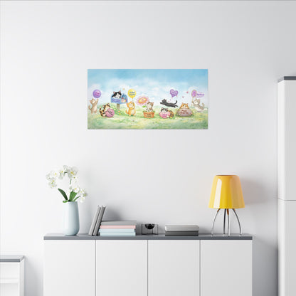 Cat Affirmation Wall Art, Whimsical Cats Canvas Print, Positive Affirmation Home Decor, Cute Cat Lover Gift, Inspirational Stretched Canvas Art