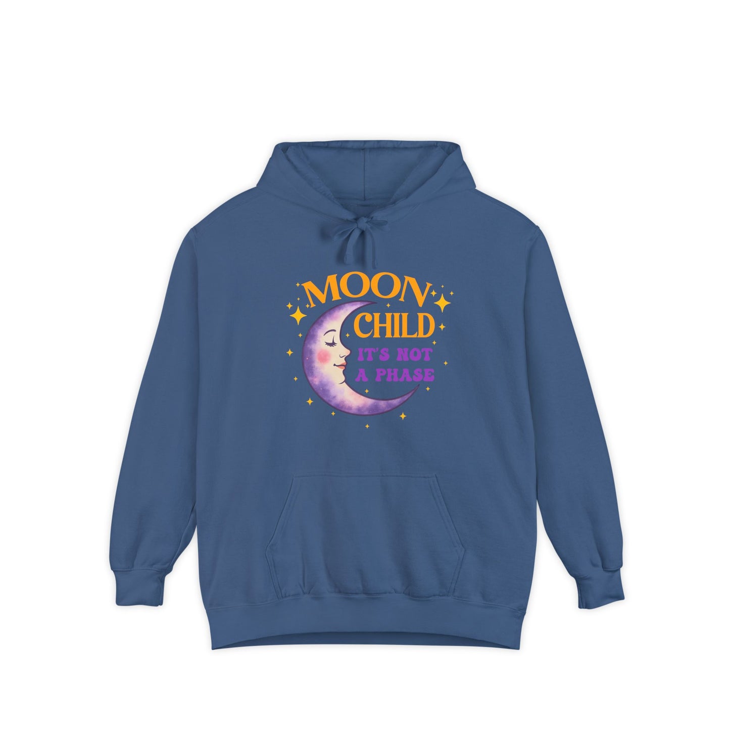 Moon Child Not a Phase Unisex Hoodie – Colorful Celestial Comfort Colors Midweight Hoodie