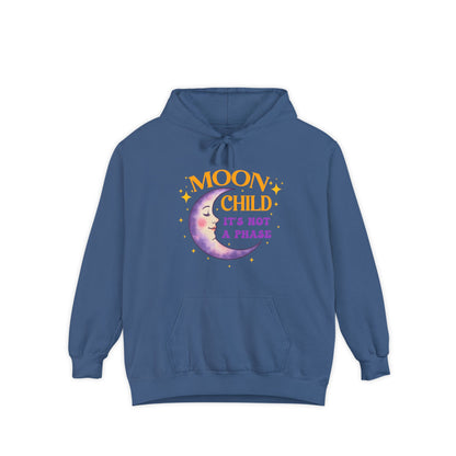Moon Child Not a Phase Unisex Hoodie – Colorful Celestial Comfort Colors Midweight Hoodie