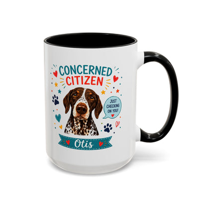 Personalized Dog Mug "Concerned Citizen" | Custom Pet Color Accent Mug with Dog Photo & Name | Funny Dog Lover Gift