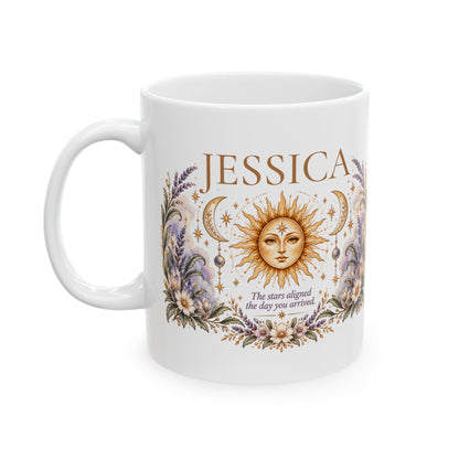 Personalized Celestial Mug, Custom Name Gift, Sun Moon Coffee Cup, Boho Astrology Gift, Birthday Gift for Her