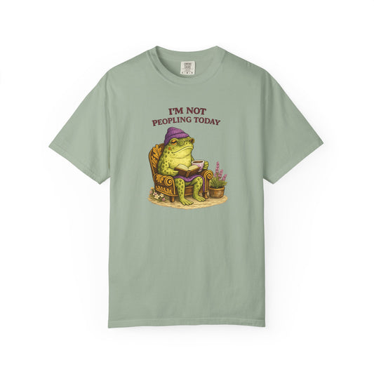I’m Not Peopling Today Funny Frog Comfort Colors Shirt | Humorous Cottagecore Introvert Tee | Unisex Heavy Cotton Shirt