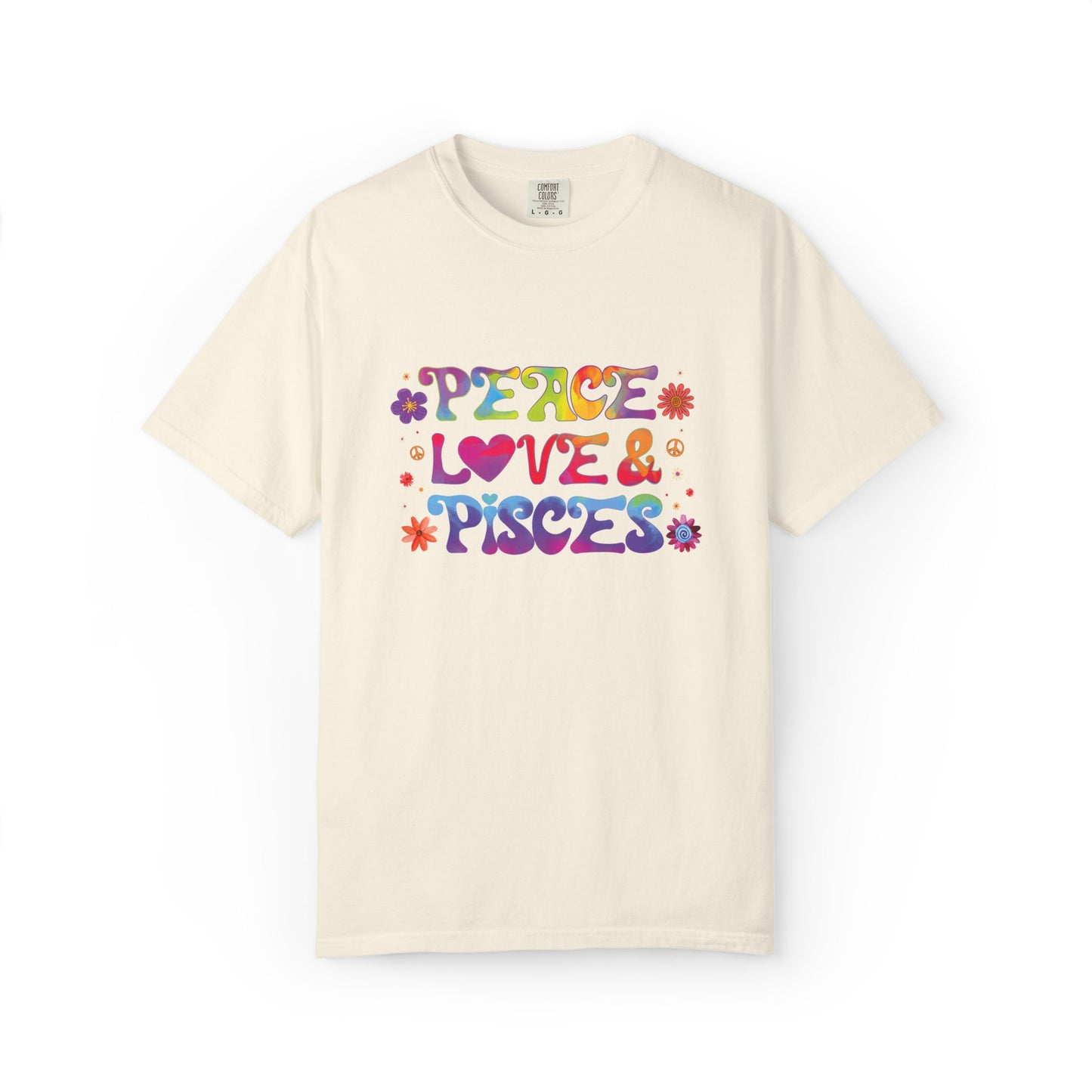 Peace Love & Pisces Tee – Retro Colorful Zodiac Shirt