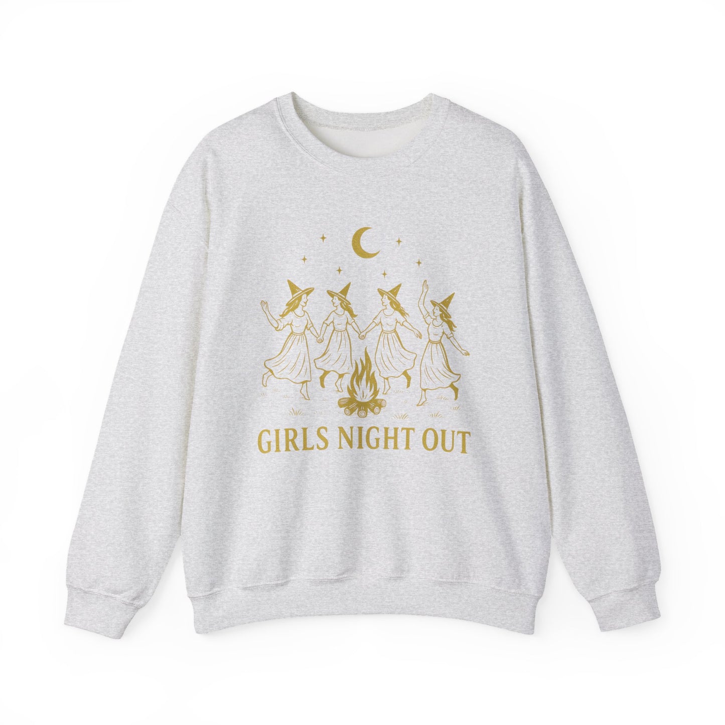 Girls Night Out Crewneck Sweatshirt – Dancing Witches Bonfire Graphic (Unisex)