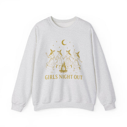 Girls Night Out Crewneck Sweatshirt – Dancing Witches Bonfire Graphic (Unisex)