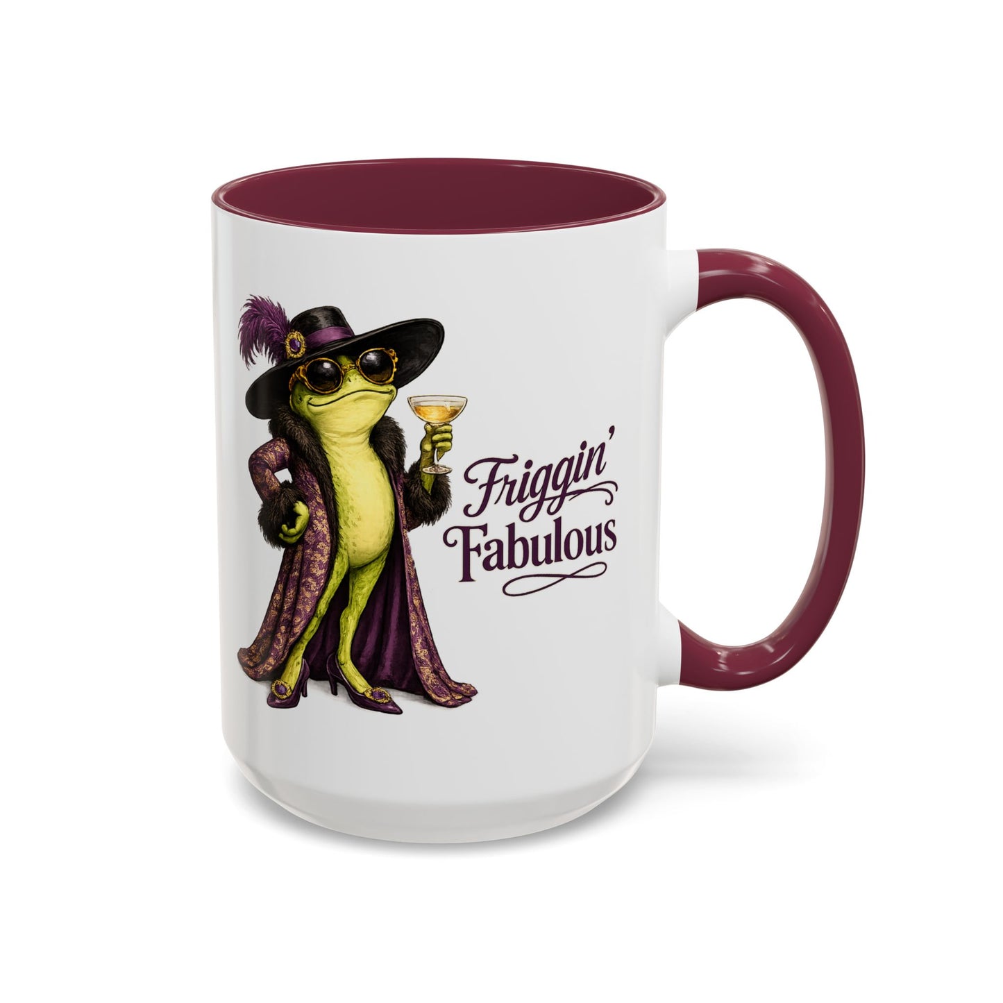 Friggin' Fabulous Frog Mug | Cute Frog Coffee Mug for Women | Funny Glam Frog Gift | Colored Mug