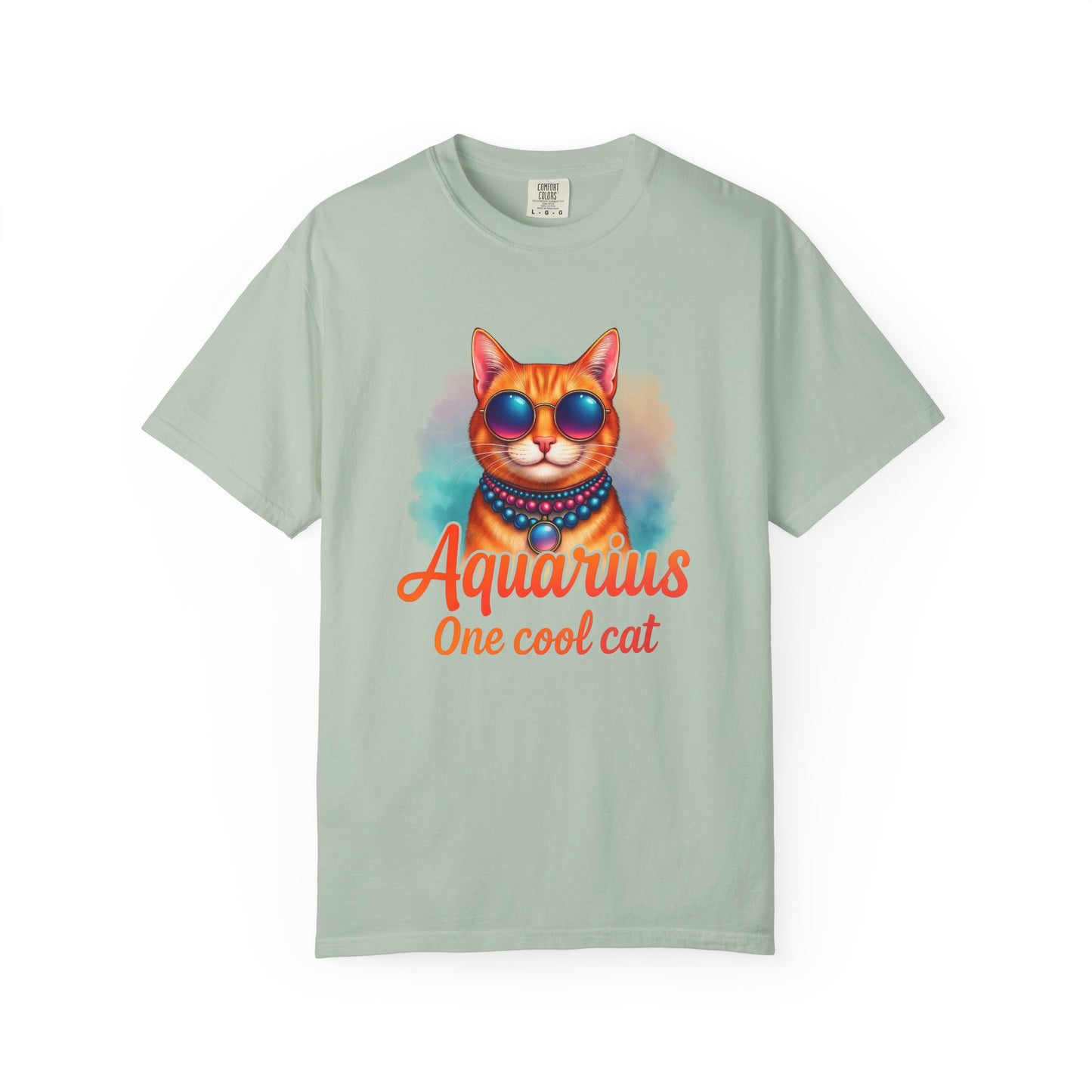 Aquarius One Cool Cat – Funky Retro Zodiac Tee - Enchanted Sky