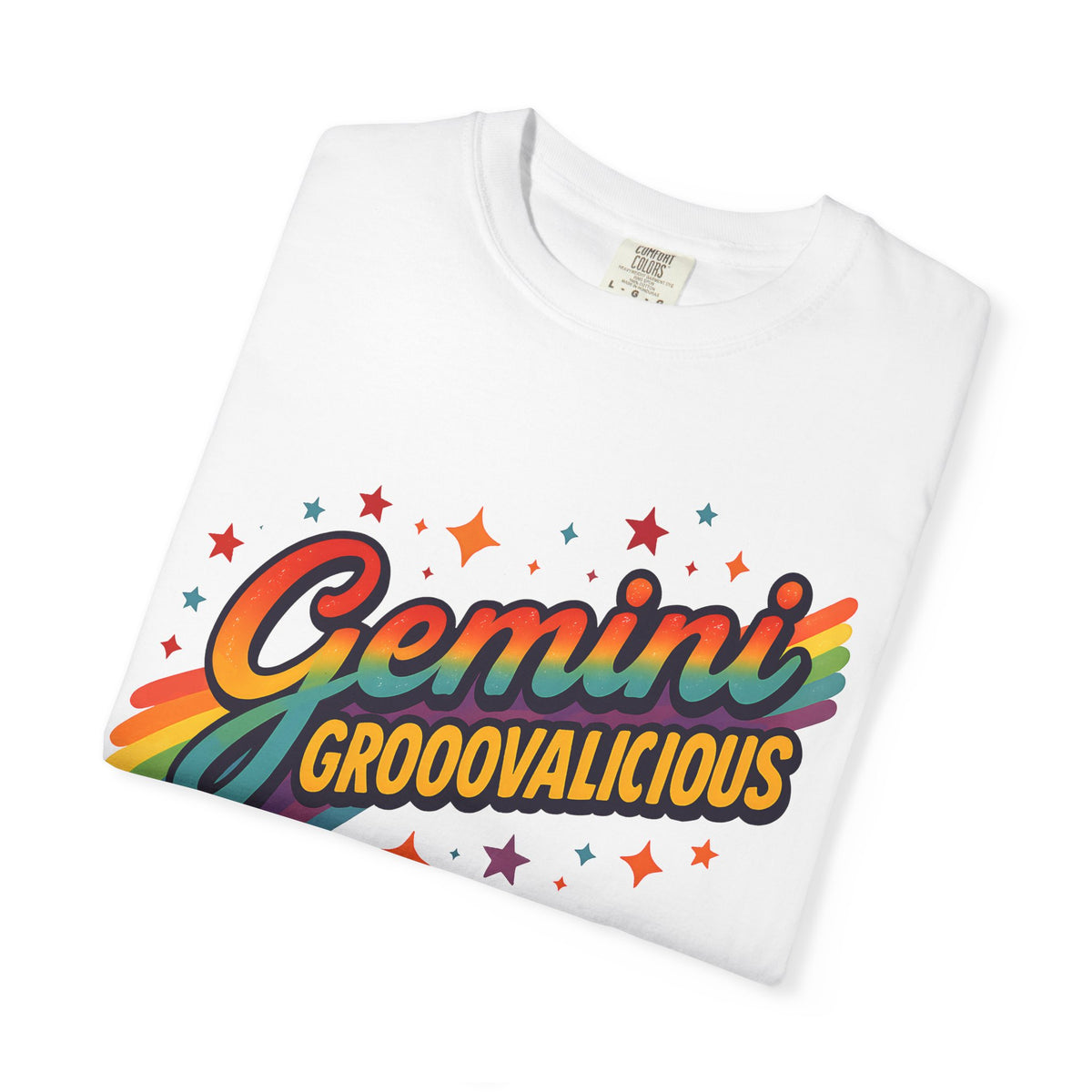 Gemini Groovalicious - Retro Disco Rainbow Zodiac Tee - Enchanted Sky