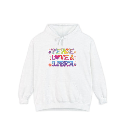 Peace Love & Libra Unisex Hoodie – Groovy Retro Comfort Colors Midweight Hoodie