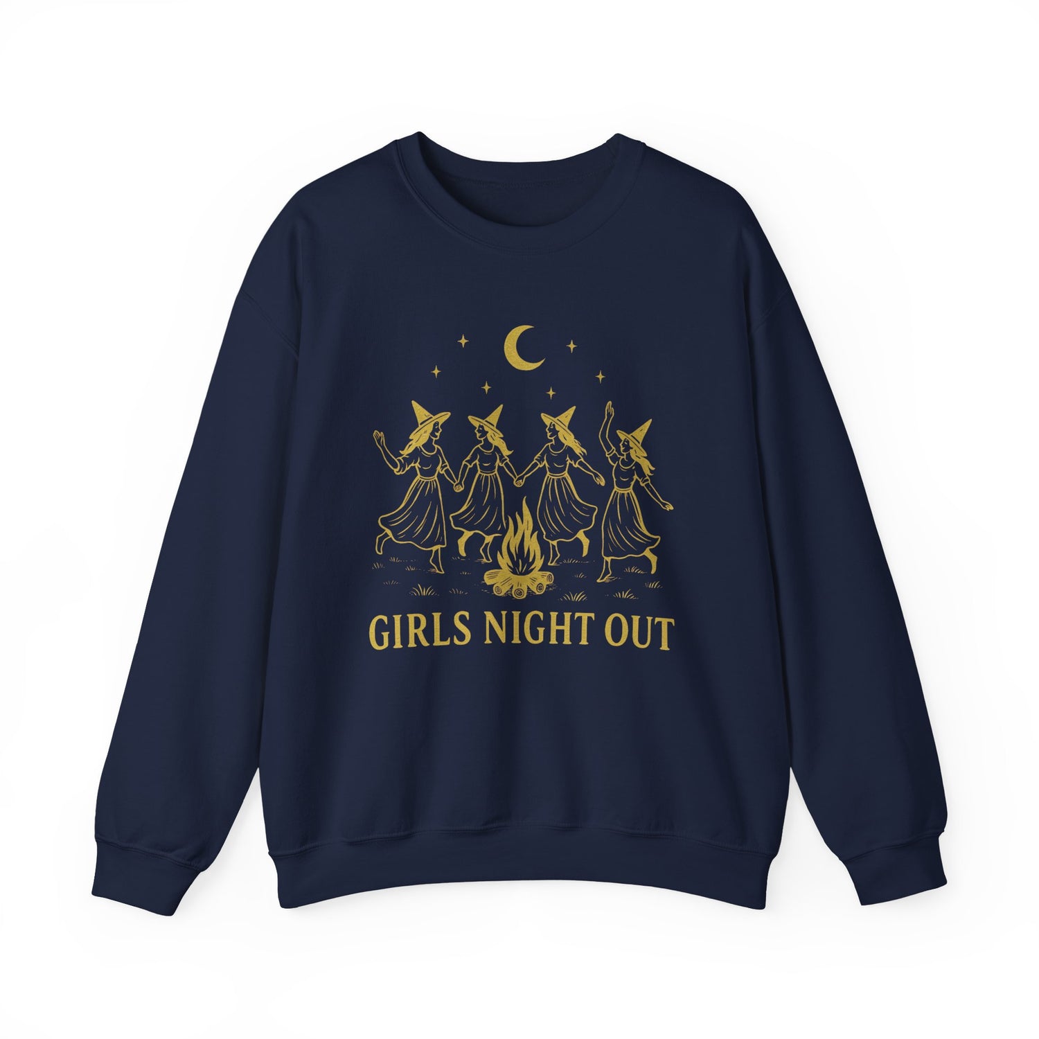 Girls Night Out Crewneck Sweatshirt – Dancing Witches Bonfire Graphic (Unisex) - Enchanted Sky