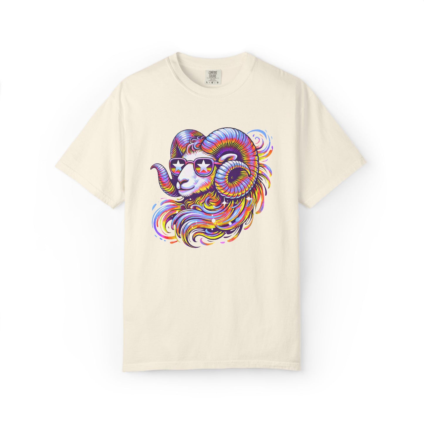 Psychedelic Aries Ram Tee – Retro Multicolor Zodiac Shirt