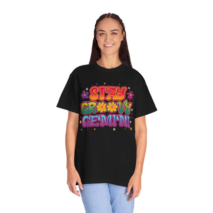 Stay Groovy Gemini – Flower Power Retro Zodiac Tee