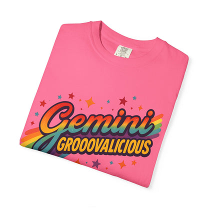 Gemini Groovalicious - Retro Disco Rainbow Zodiac Tee - Enchanted Sky