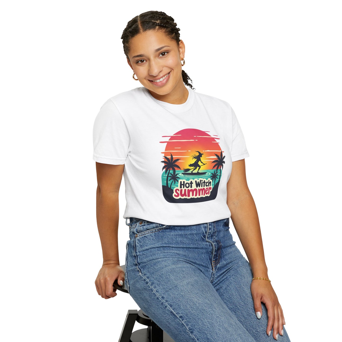 Hot Witch Summer - Surfing Retro Sunset Beach Tee