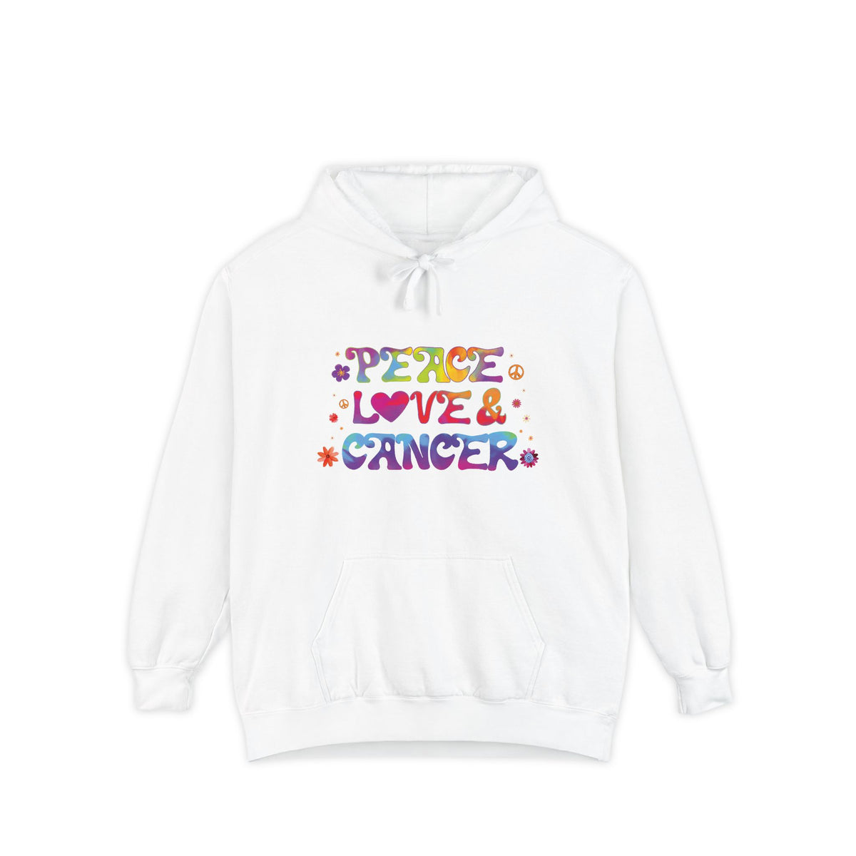 Peace Love & Cancer Unisex Hoodie – Groovy Retro Comfort Colors Midweight Hoodie