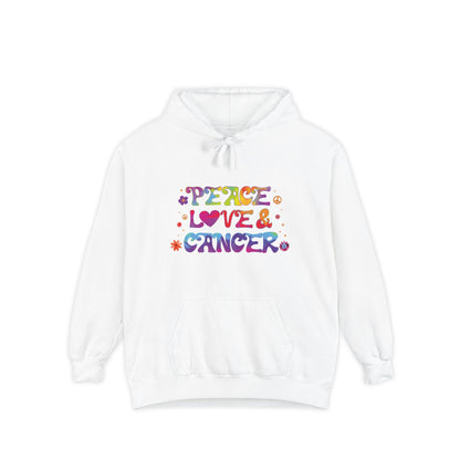 Peace Love & Cancer Unisex Hoodie – Groovy Retro Comfort Colors Midweight Hoodie