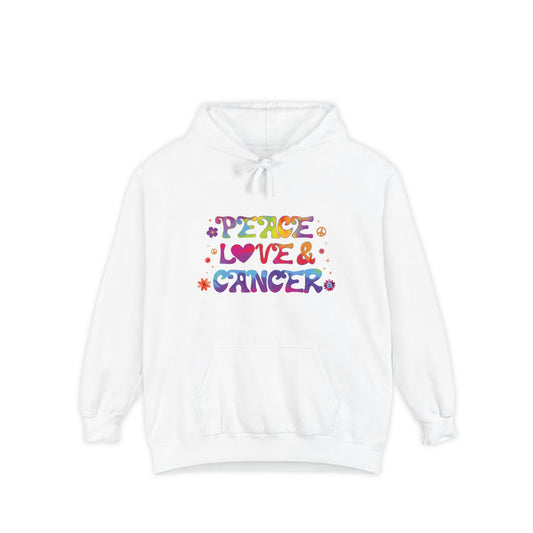 Peace Love & Cancer Unisex Hoodie – Groovy Retro Comfort Colors Midweight Hoodie