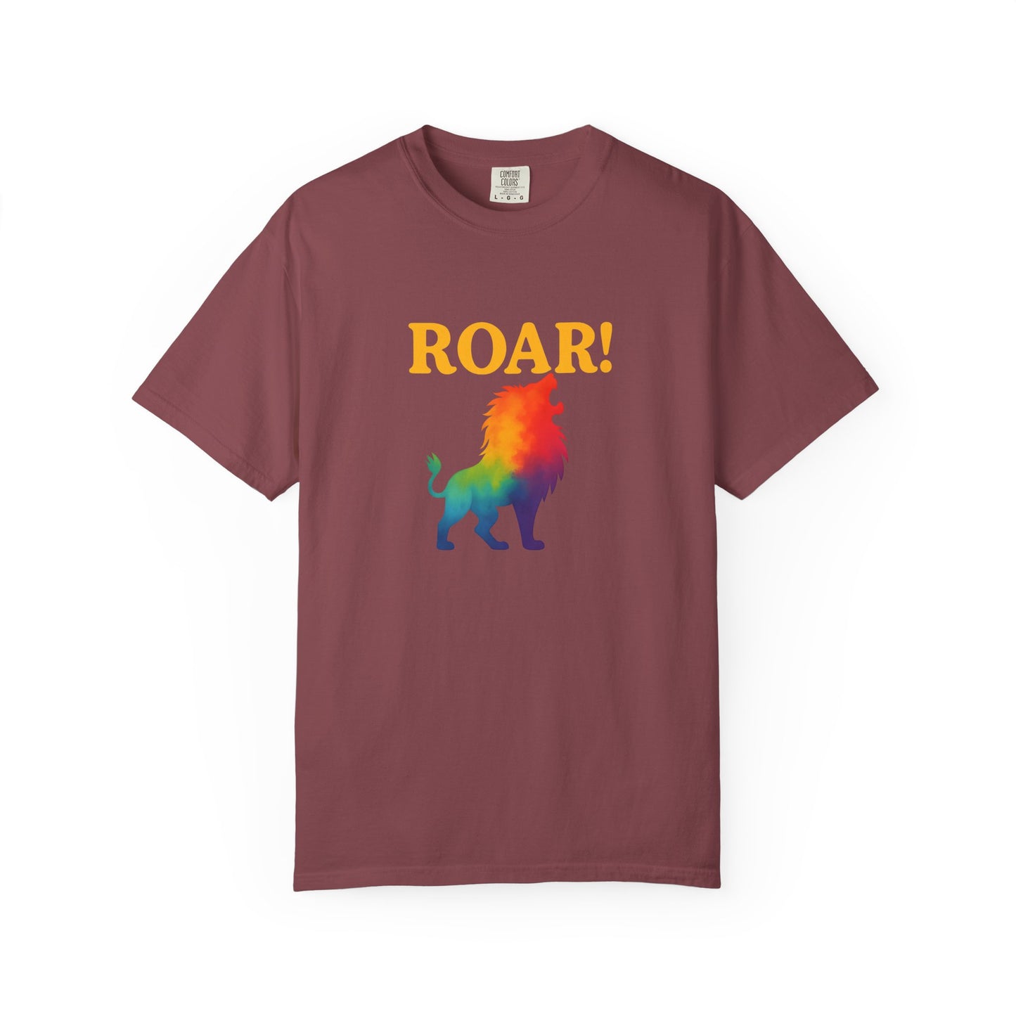 ROAR! – Retro Rainbow Lion Tee for Cosmic Confidence