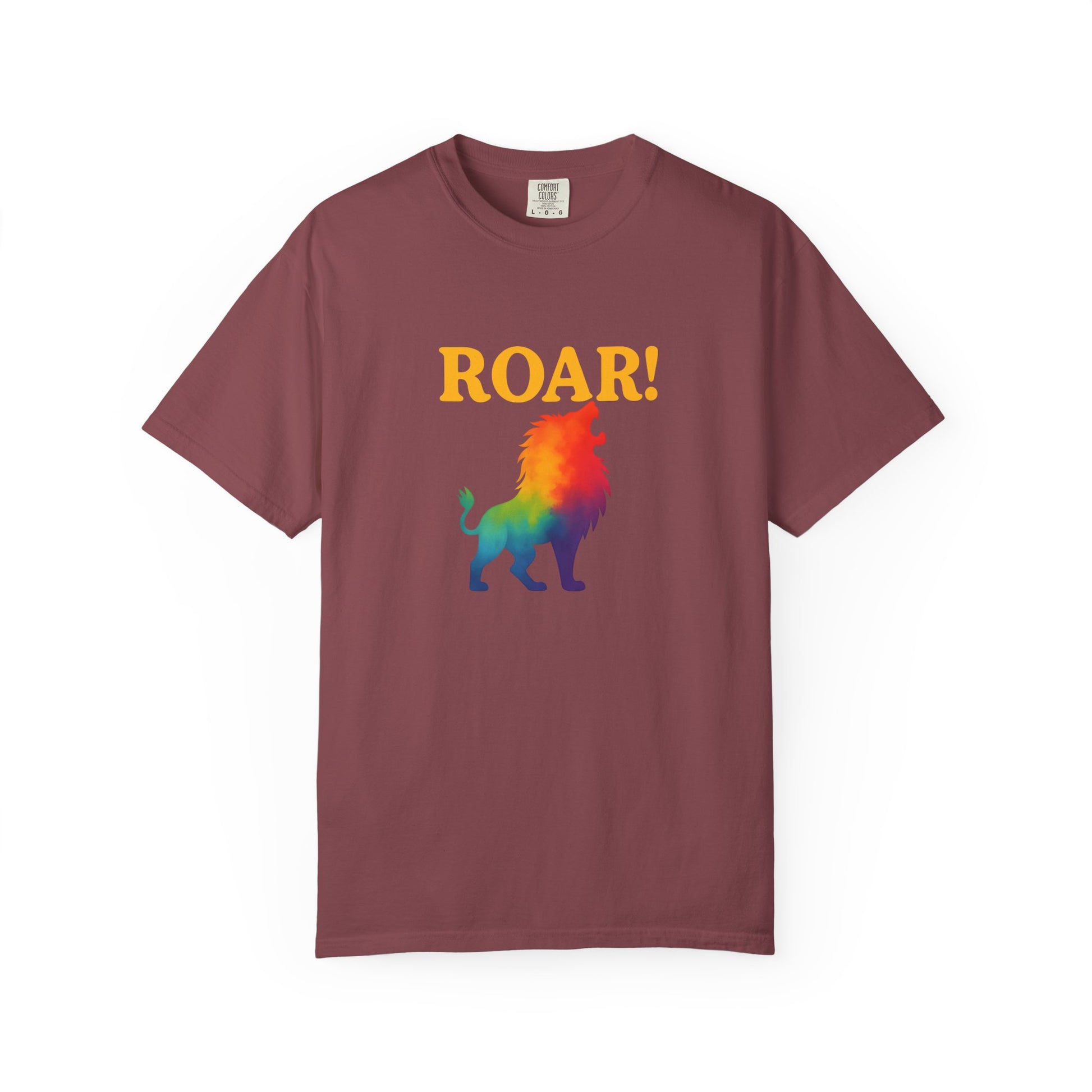 ROAR! – Retro Rainbow Lion Tee for Cosmic Confidence