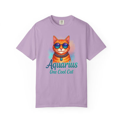 Aquarius One Cool Cat – Zodiac Kitty Vibes Tee