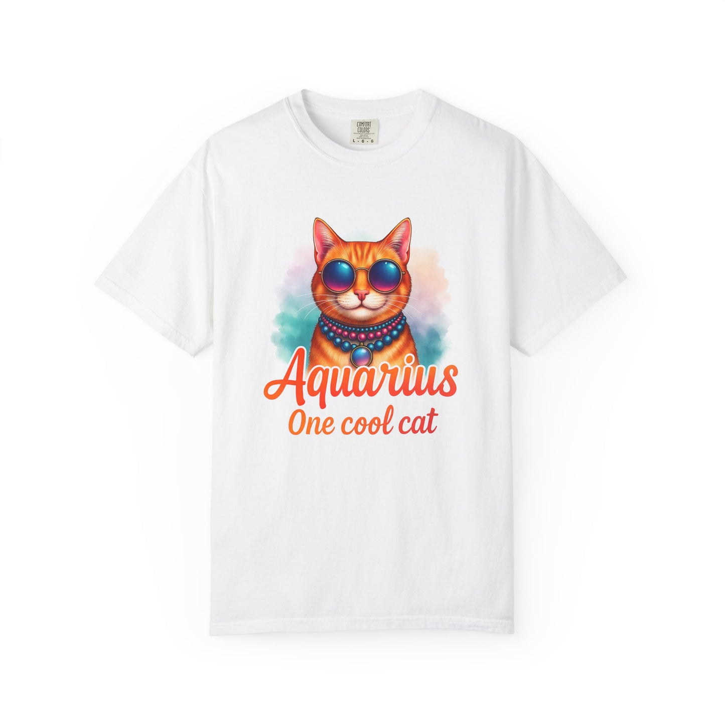 Aquarius One Cool Cat – Funky Retro Zodiac Tee - Enchanted Sky