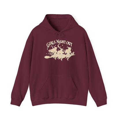 Girls Night Out Hoodie | Funny Witches on a Broom Graphic Halloween Pullover