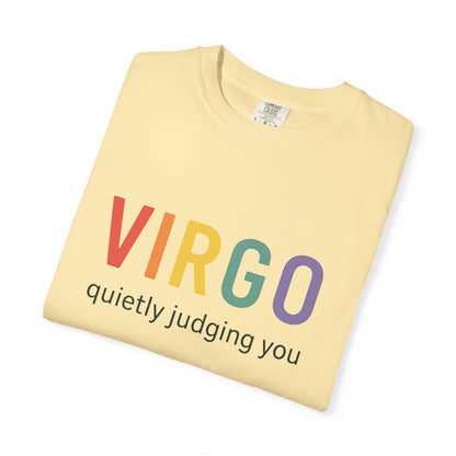 VIRGO quietly judging you – Rainbow Zodiac Tee