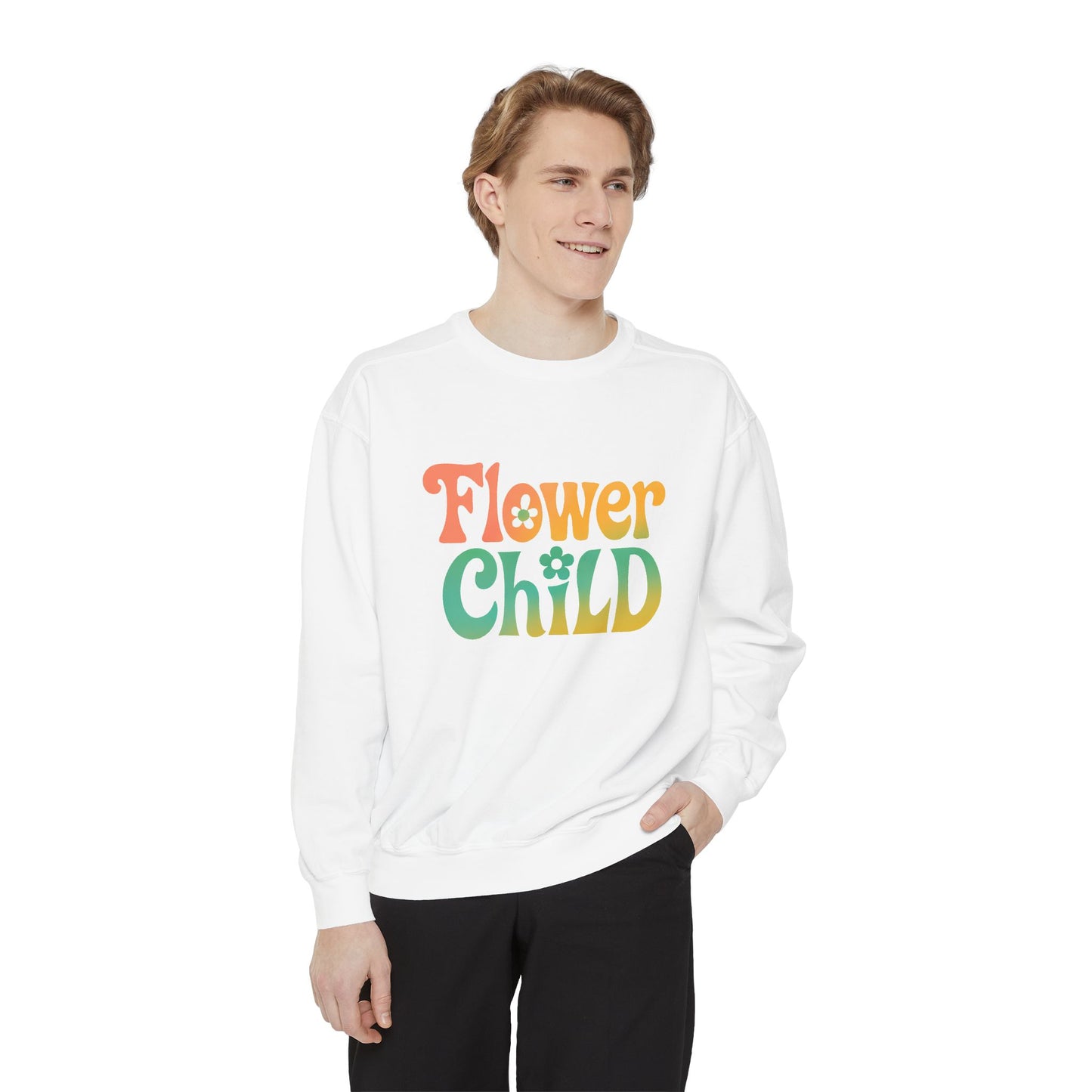 Flower Child Unisex Crewneck – Groovy Flower Power Comfort Colors Midweight Sweatshirt