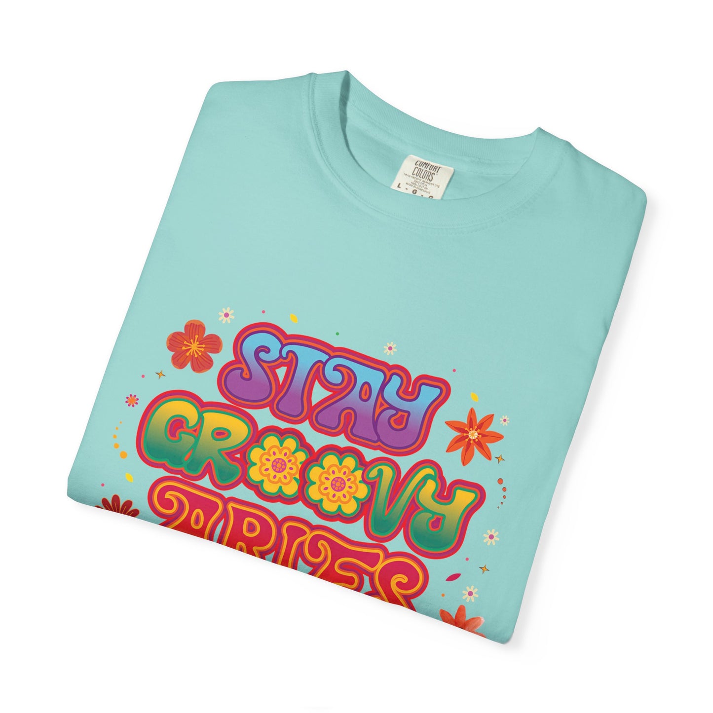 Stay Groovy Aries Tee – Colorful Retro Zodiac Shirt, 70s Flower Power Style