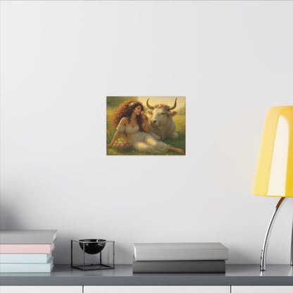 Taurus Zodiac Wall Art, Renaissance Taurus Canvas Print, Astrology Home Decor, Taurus Gift for Her, Celestial Bull Painting, Star Sign Wall Decor