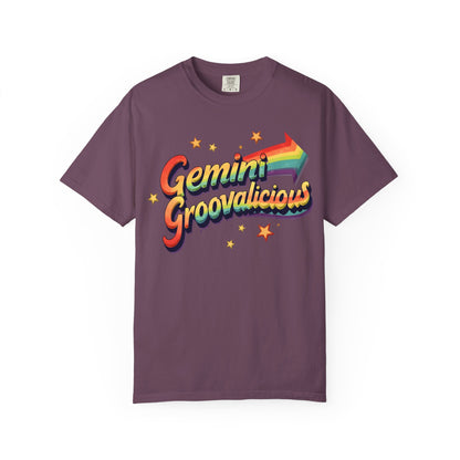 Gemini Groovalicious - Retro Rainbow Arrow Zodiac Tee