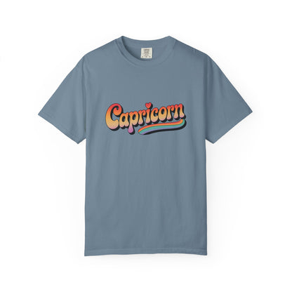 Capricorn – Retro Rainbow Groovy Zodiac Tee