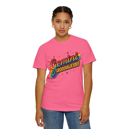 Gemini Groovalicious - Retro Disco Rainbow Zodiac Tee - Enchanted Sky