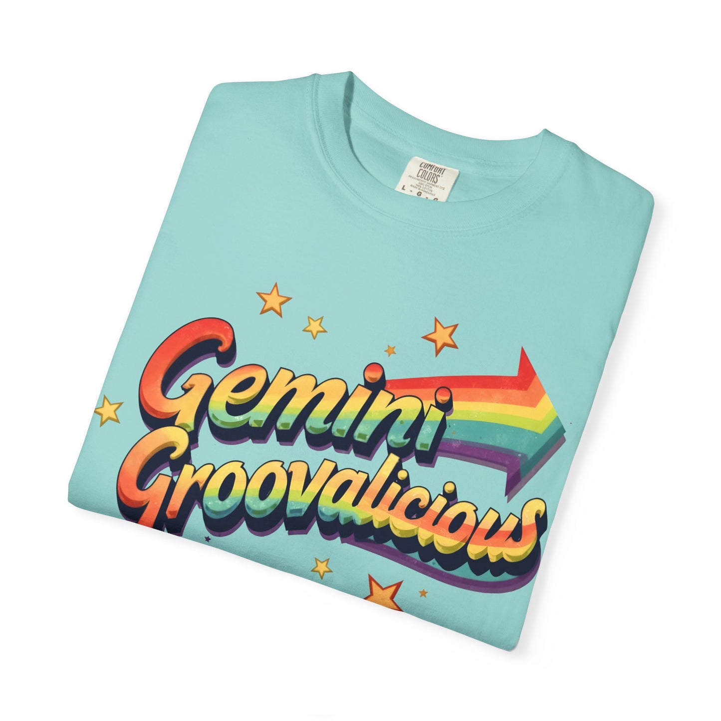 Gemini Groovalicious - Retro Rainbow Arrow Zodiac Tee