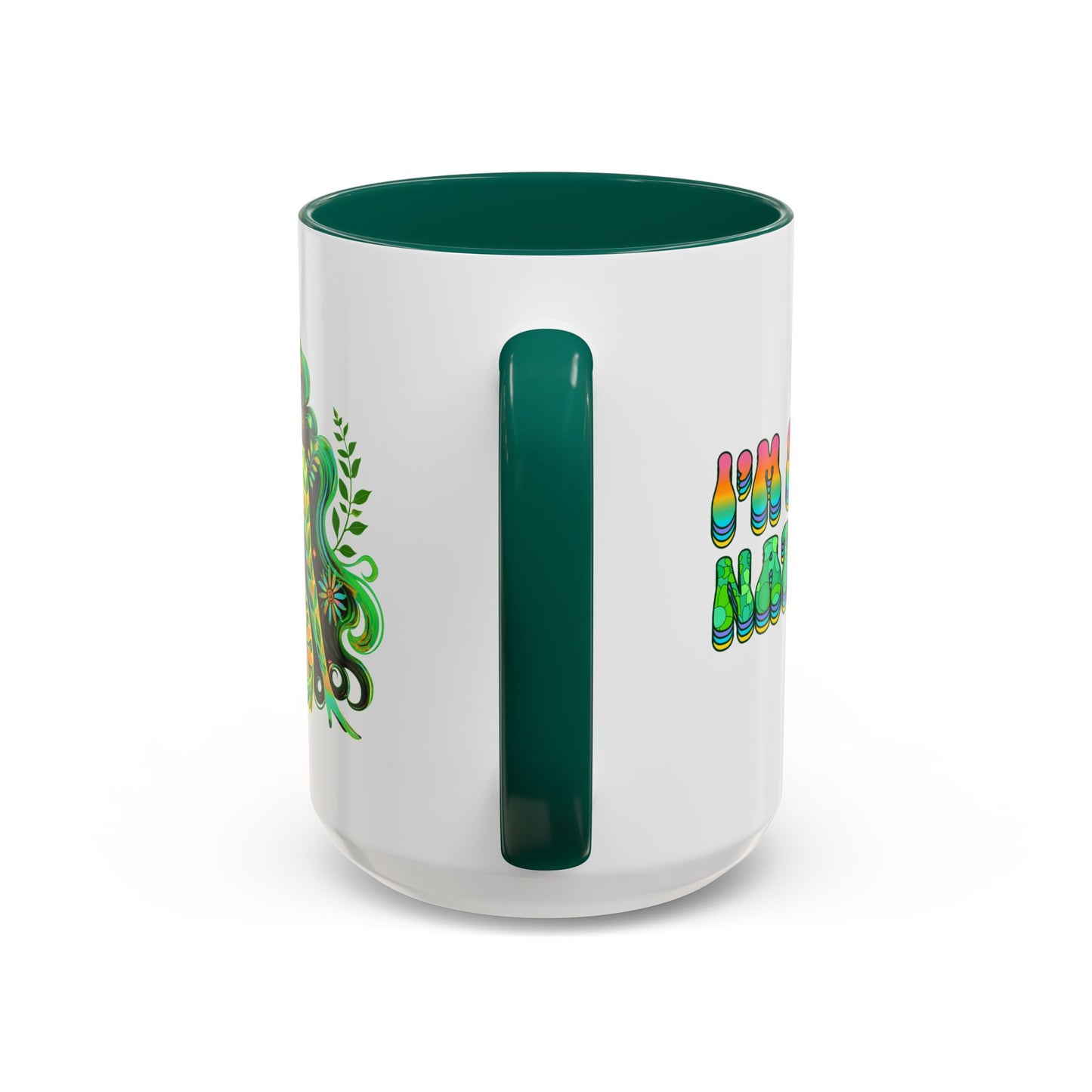 I’m Super Natural – Groovy Earth Goddess Two-Sided Mug (Yellow or Green, 11oz & 15oz)