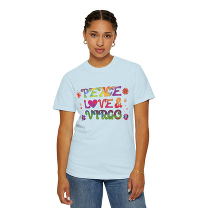 Peace Love & Virgo – Retro Hippie Zodiac Tee