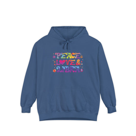 Peace Love & Libra Unisex Hoodie – Groovy Retro Comfort Colors Midweight Hoodie