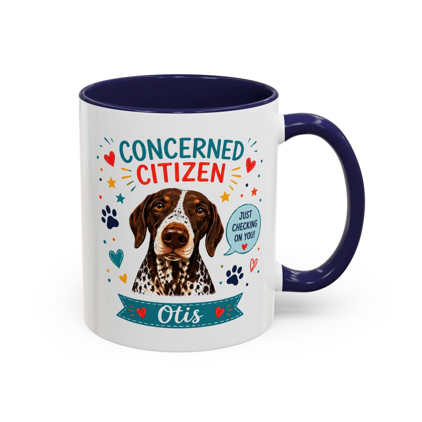 Personalized Dog Mug "Concerned Citizen" | Custom Pet Color Accent Mug with Dog Photo & Name | Funny Dog Lover Gift