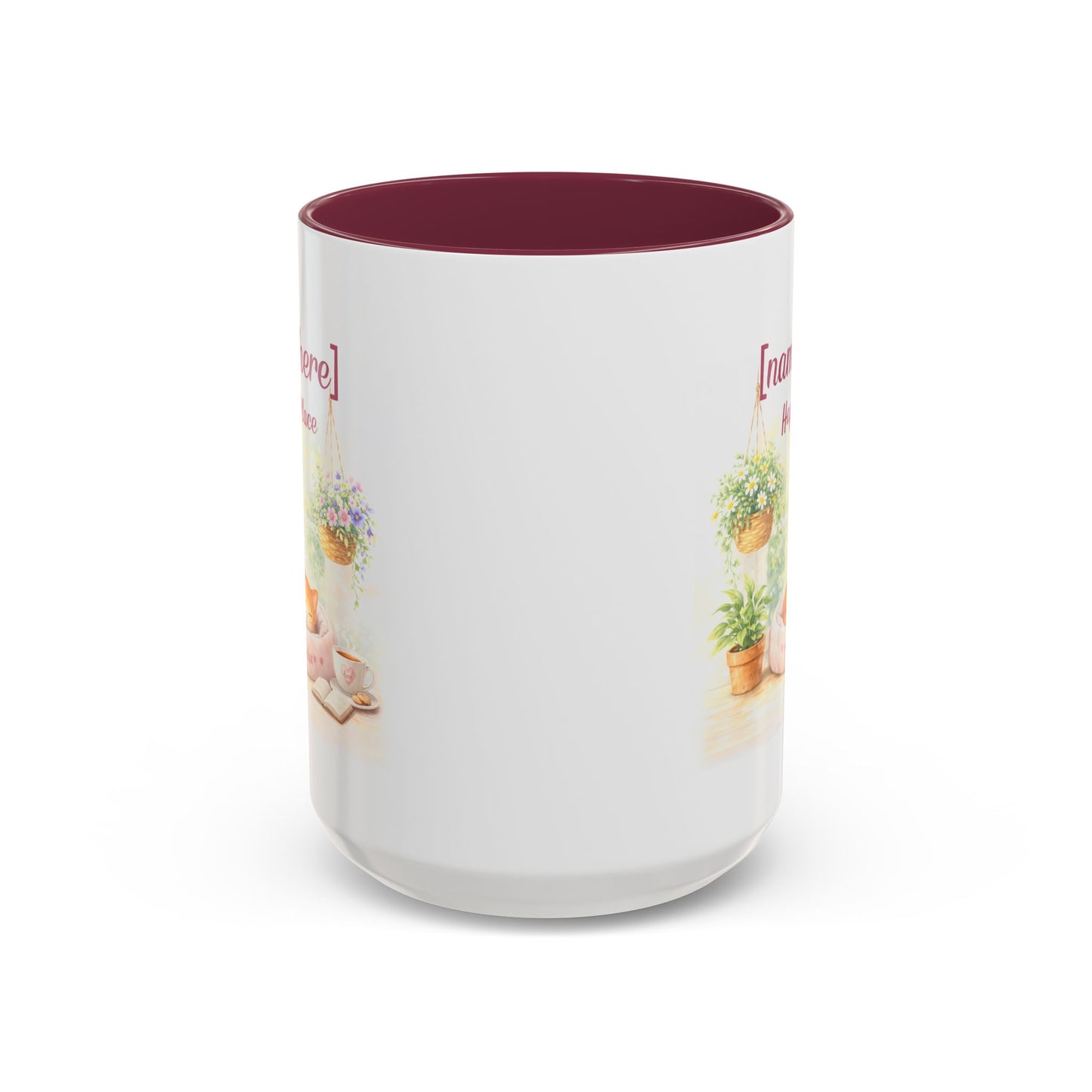 Personalized Name Cat Mug - Custom "Happy Place" Ceramic Mug for Cat Lovers