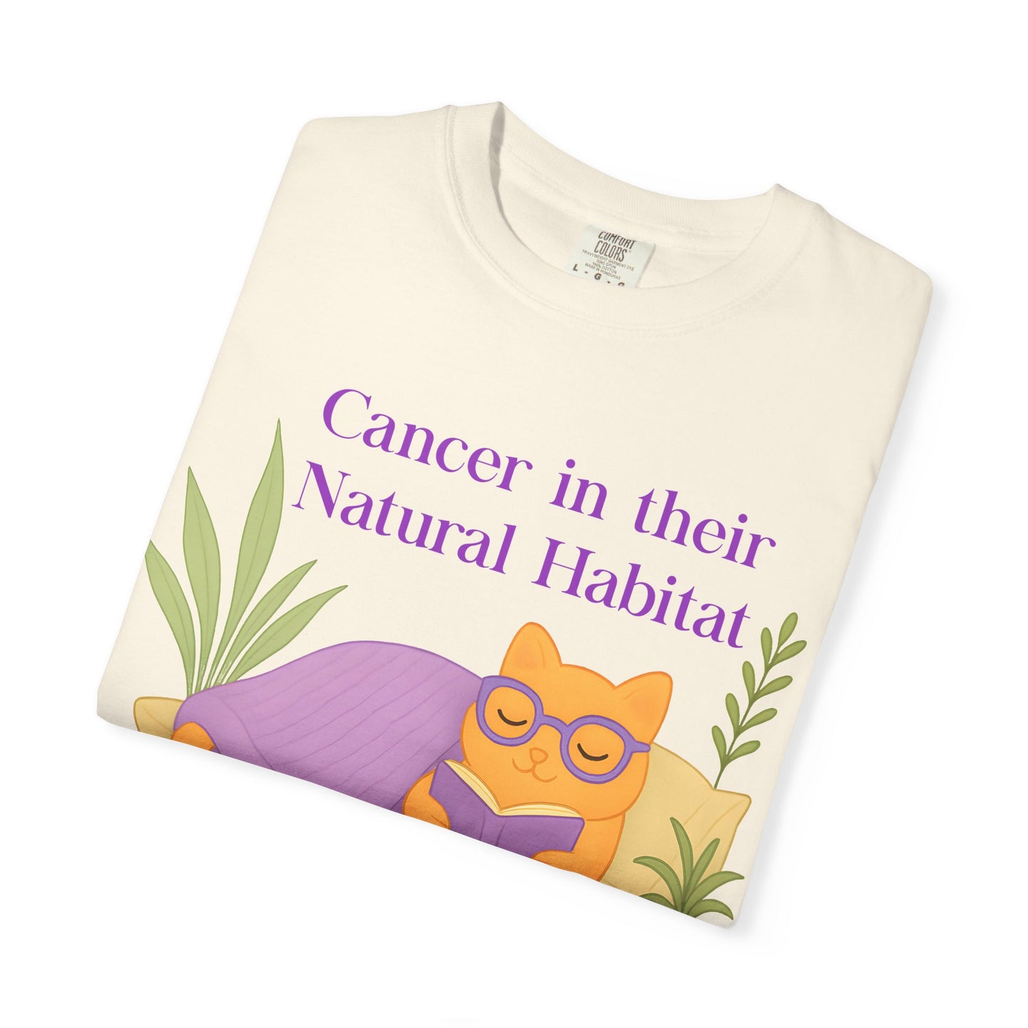 Cancer in Their Natural Habitat Tee – Funny Cozy Cat Zodiac Shirt