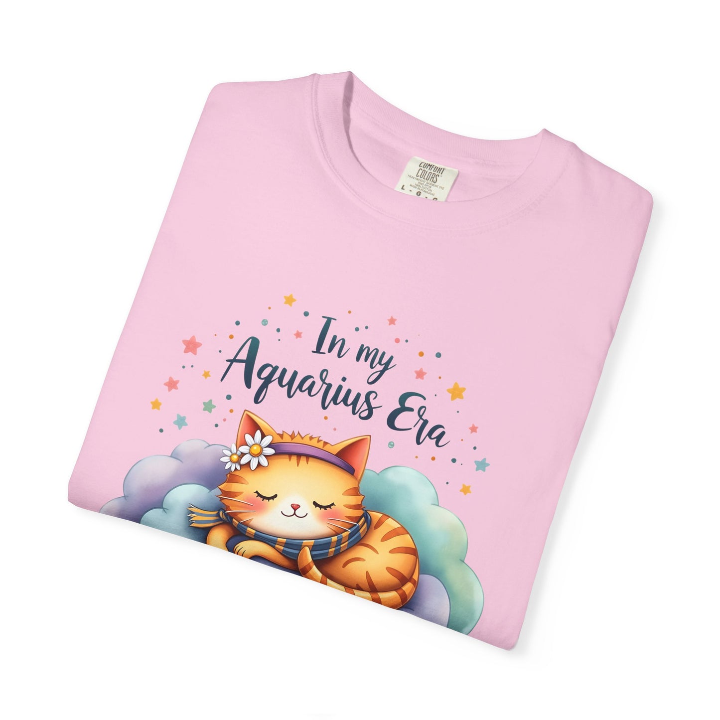 In My Aquarius Era Tee – Colorful Zodiac Cat Shirt