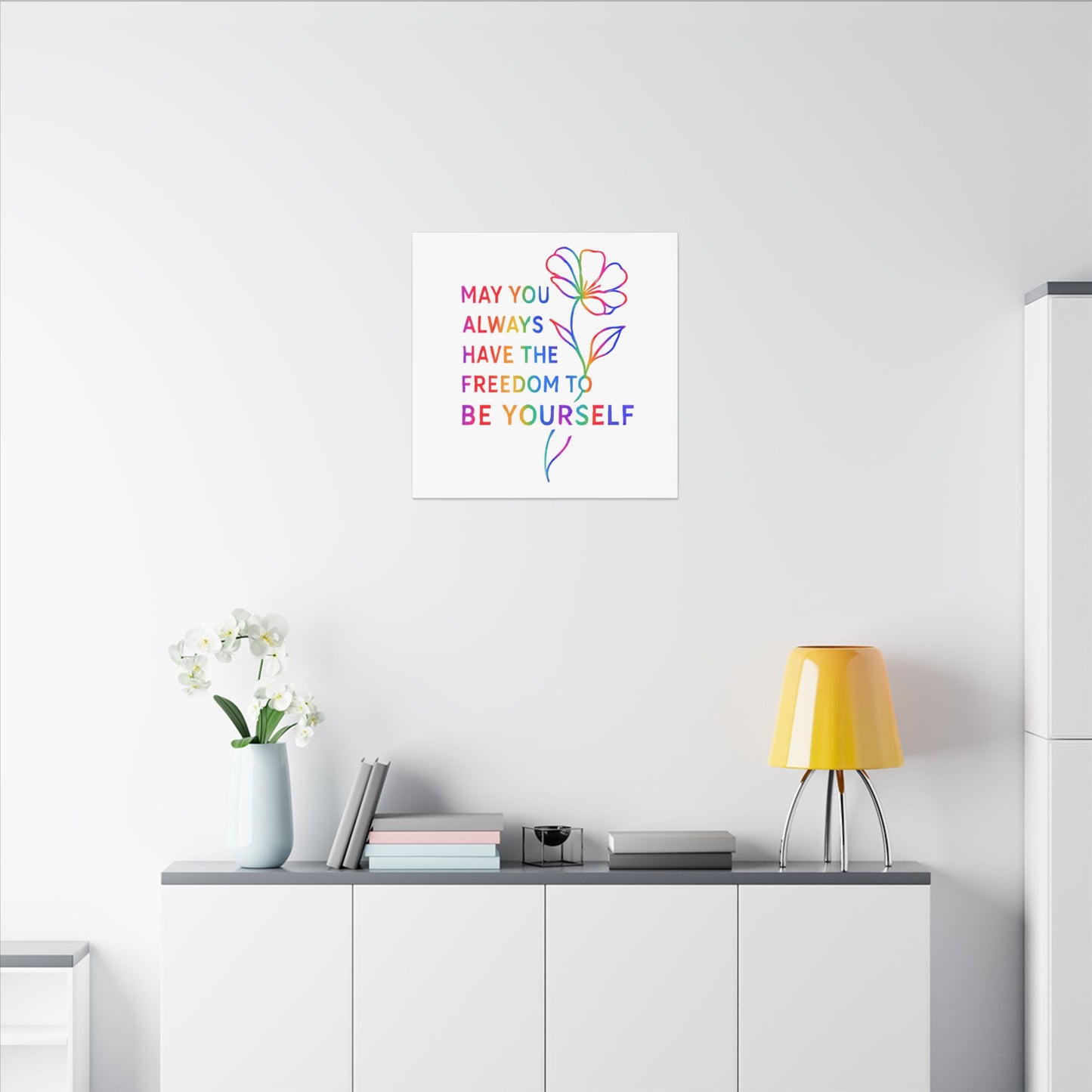 May You Always Have the Freedom to Be Yourself – Rainbow Affirmation Canvas Wall Art