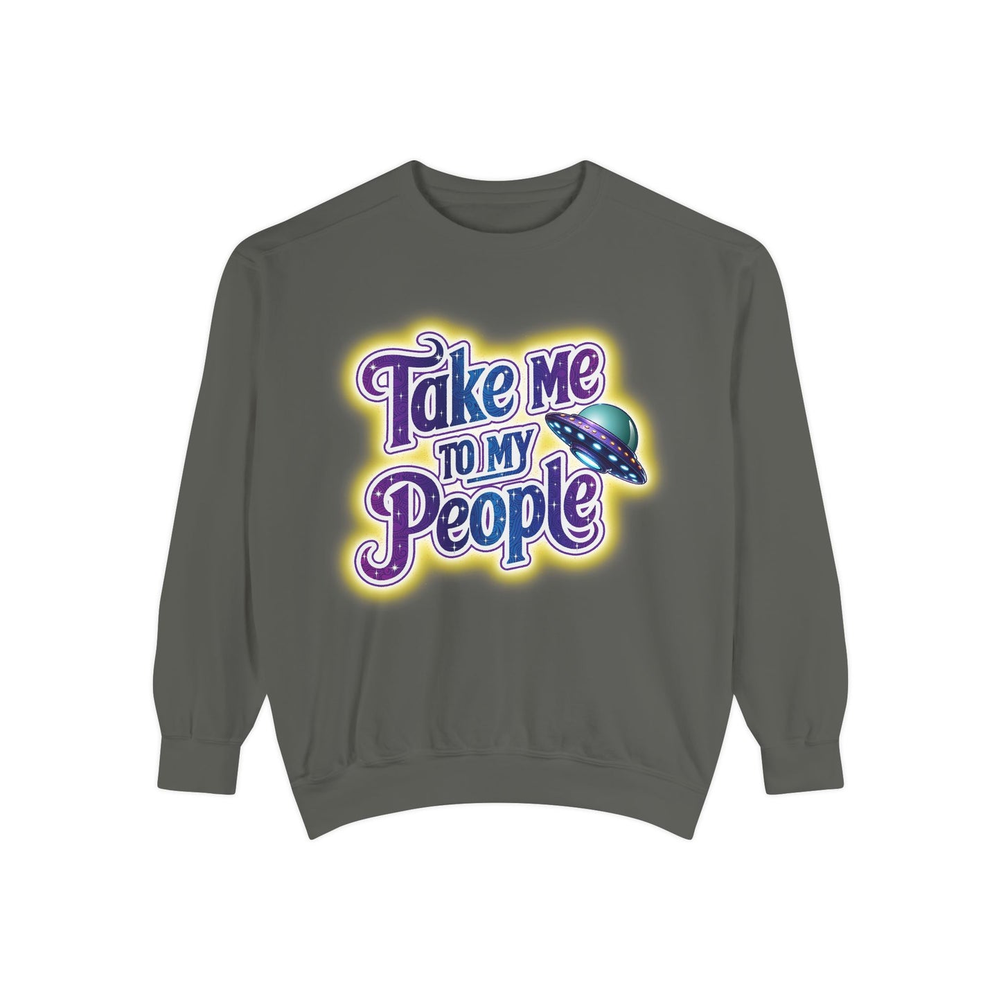 Take Me To My People Sweatshirt – Retro UFO Alien Pullover
