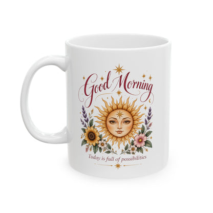 Good Morning And Sweet Dreams Coffee Mug | Celestial Affirmation Mug
