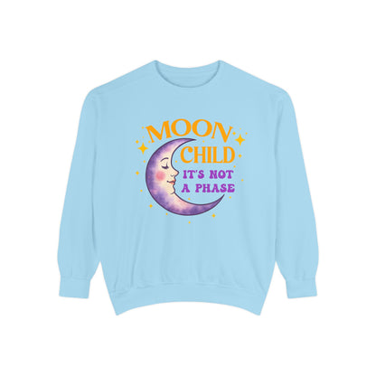Moon Child It's Not a Phase Unisex Crewneck – Colorful Celestial Comfort Colors Midweight Sweatshirt