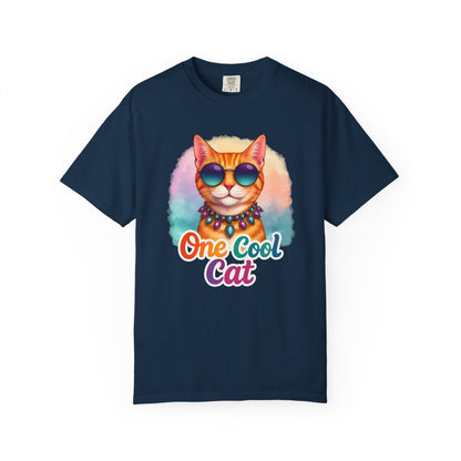 One Cool Cat  -  Funny Retro Groovy Cat Lover Tee