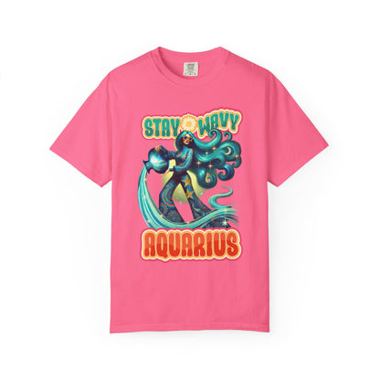 Stay Wavy Aquarius – Retro Water Bearer Zodiac Tee