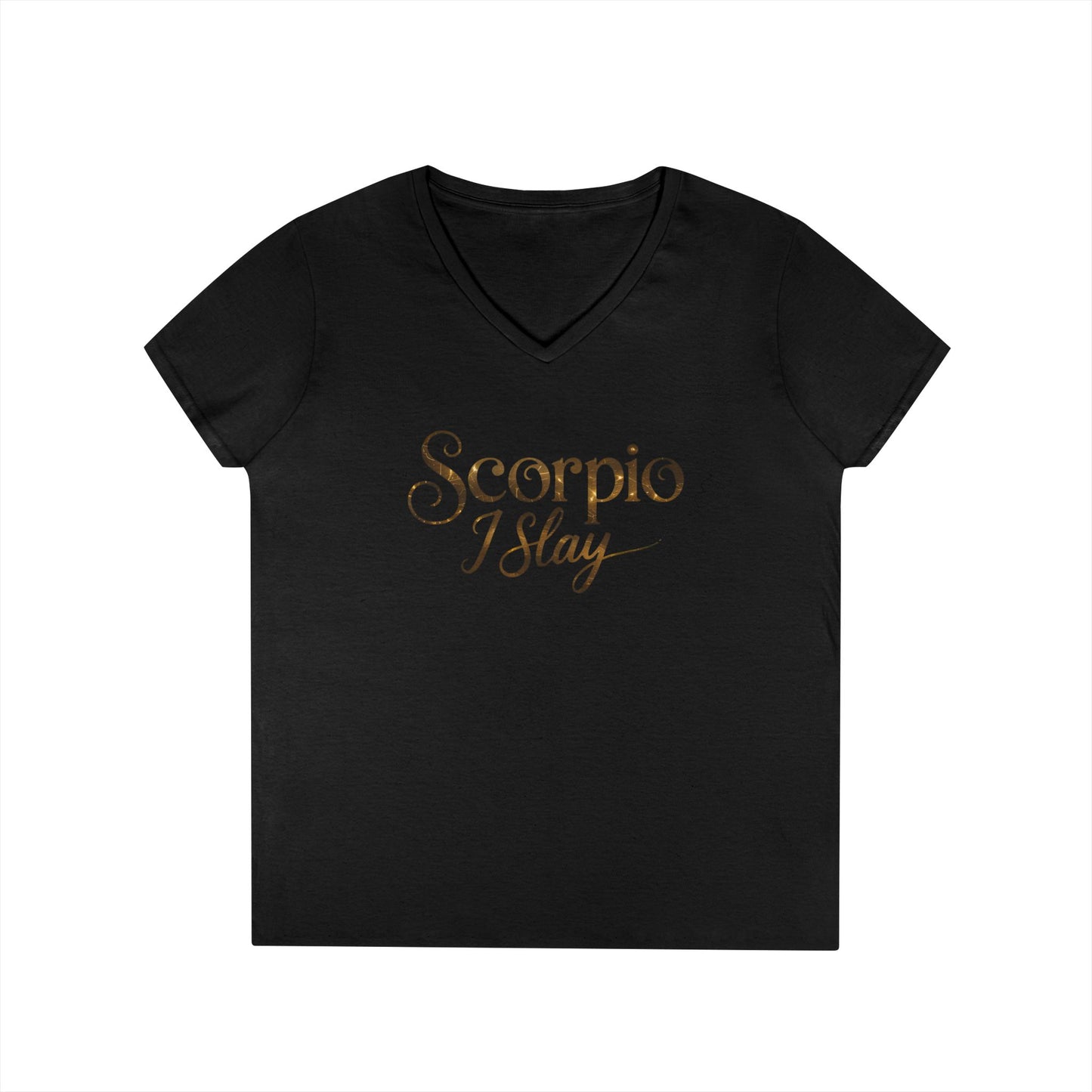 Scorpio I Slay Women’s V-Neck Tee – Empowering Elegant Zodiac Shirt