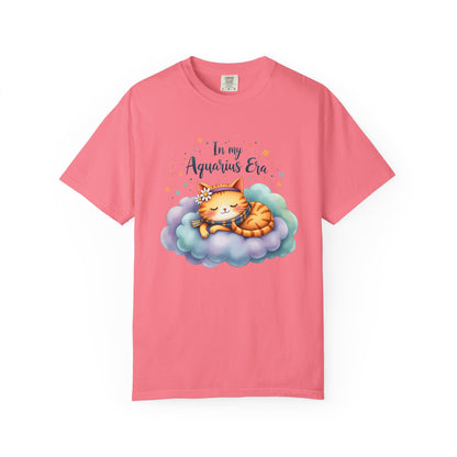 In My Aquarius Era Tee – Colorful Zodiac Cat Shirt